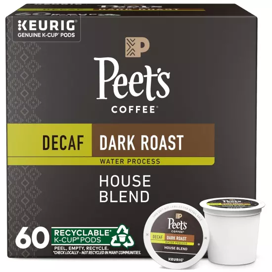 Decaffeinated Dark Roast K-Cup Pods for Keurig - Rich House Blend, Full Flavo