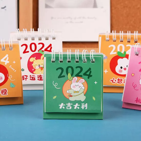 2024 Calendar Delicate Cute Refreshing Mini Desktop Notepad Coil Calendar BoJO