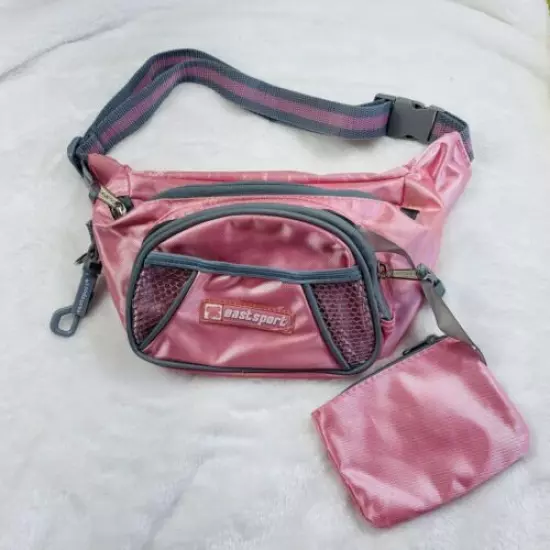 EastSport Gray & Pink Waist Fanny Pack With Extra Pocket Pouch Zippered Pockets