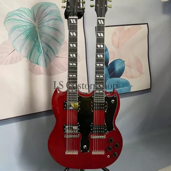 Custom 1969 EDS-1275 SG Double Neck Electric Guitar Jimmy Page 12+6 Cherry Red