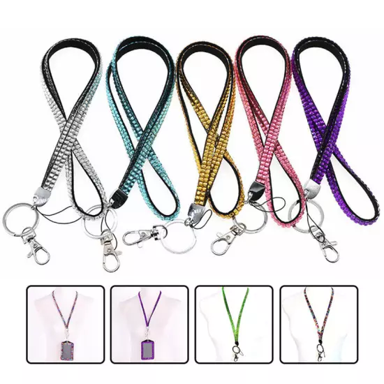 New Multi Color Rhinestone Neck LANYARD Keychain Key/ID/Cell Phone Holder BLING