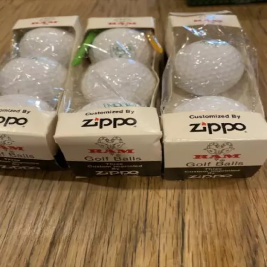 3 Packs Of Vintage Zippo Ram Golf Balls Moore Golf Inc. 8 balls