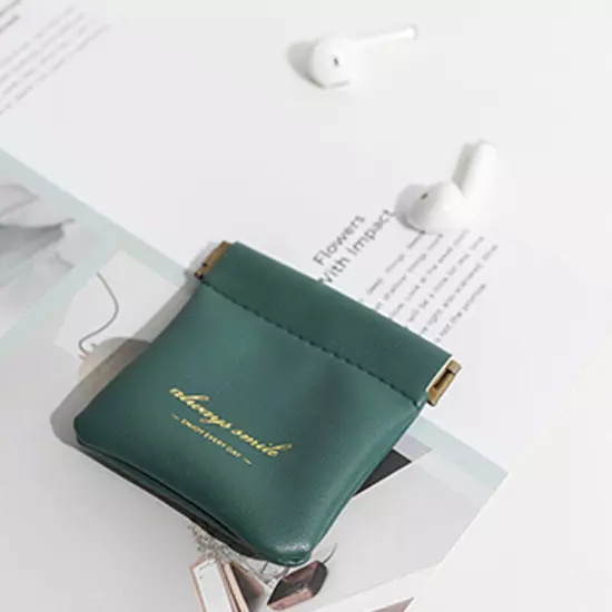 Leather Squeeze Coin Pouch Change Purse Lipstick Earphone Holder Mens Women ṑ