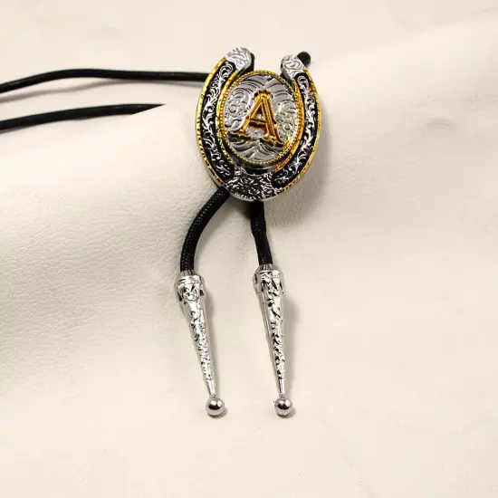 Vintage Bolo Tie Western Cowboy U-shaped letter A Necklace PU Rope Alloy Party