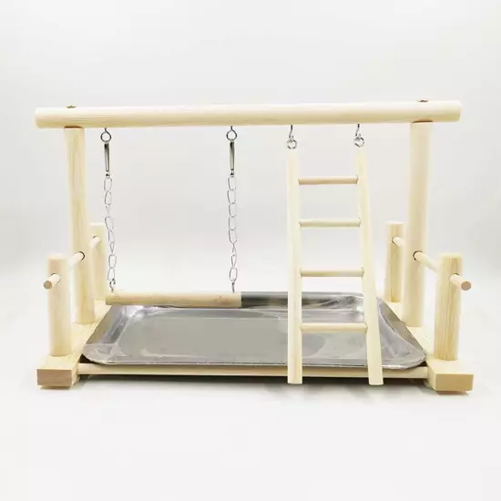 RoseFlower Parrot Playstand Bird Playground Wood Perch Gym Playpen with Feeder C