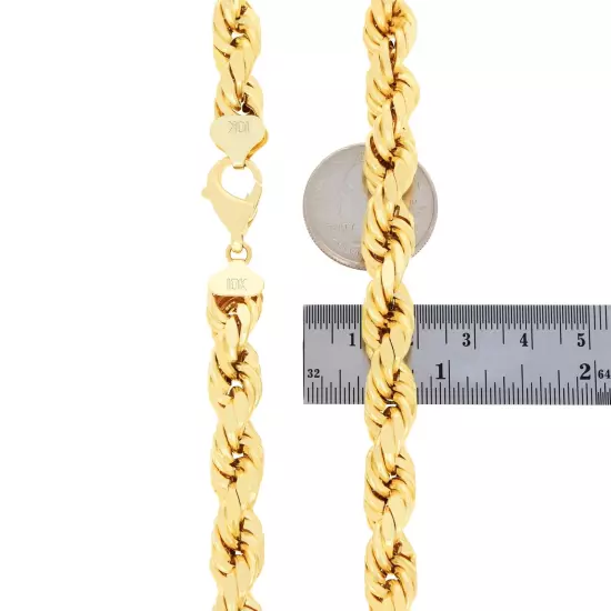 10K Yellow Gold Rope Diamond Cut Mens Chain Bracelet 8" -9" 6mm 7mm 8mm 9mm 10mm