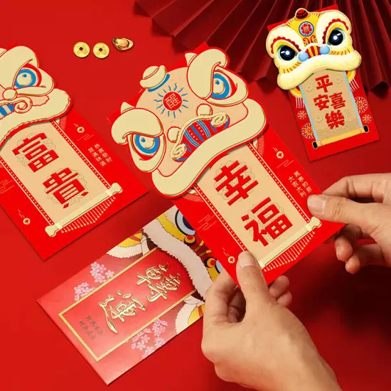 6PCS Chinese Red Envelopes 2024 Year Of The Dragon Spring Festival Red PackeJO