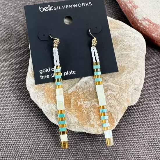 NWT Belk Silverworks Beaded Southwestern Earrings Pierced Dangle