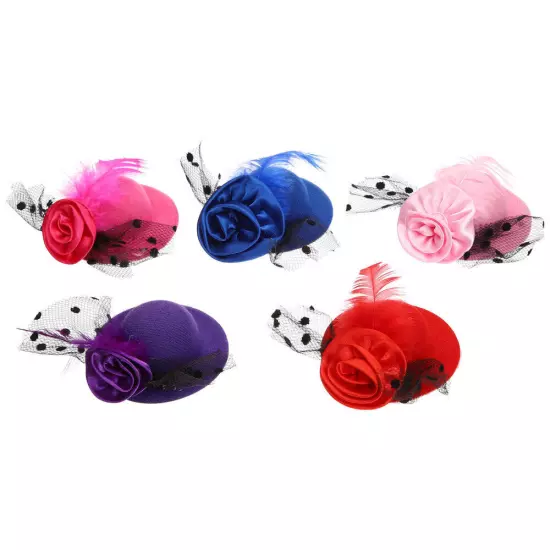 6PCS Mini Tea Party Hats DIY Colorful Hair Accessories Doll Dress up Tops Hats