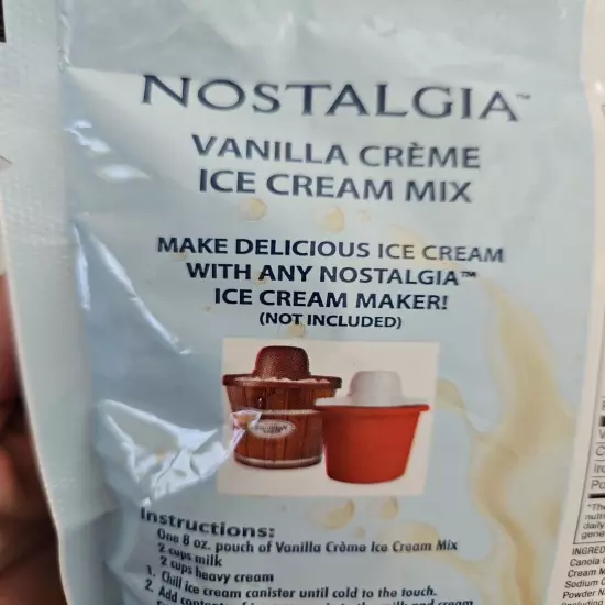 Nostalgia Vanilla Ice Cream Mix Creamy 8 oz Makes 2 Quarts 01/24/2026 SEALED NEW