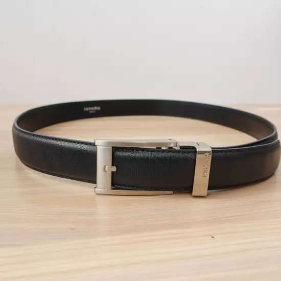 RENOMA Paris Belt 85 34 Black Leather Formal MEDIUM Slide Ratchet No Hole FRANCE