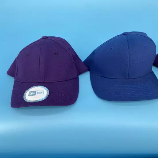 Lot of 4 Blank New Era Hats Flexfit Small Medium Black Blue Purple Baseball NEW