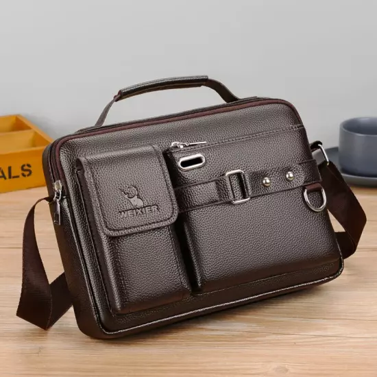 Large-Capacity Shoulder Bag Leather Men'S Messenger Bag Business Commuter Handba