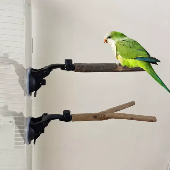 Parrot Perch Birdcage Accessories Perches Stand Wood Perch Suction Cup Bird Toy