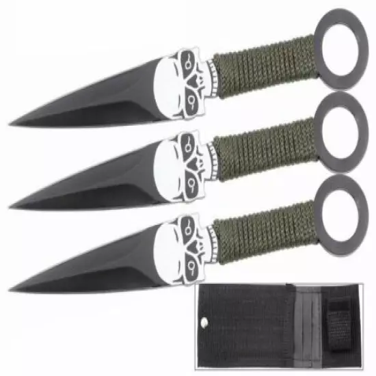 3 Pc 8" Zombie Killer Ninja Tactical Throwing Knife Set w/ Sheath Combat Kunai