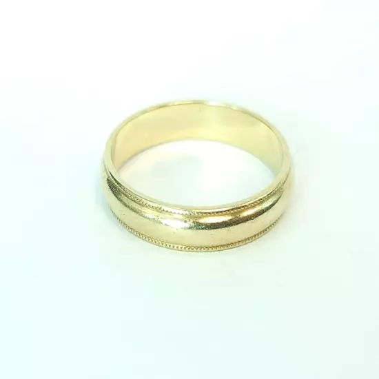 14k Yellow Gold Milgrain Men's 4mm Band Ring Size 10 3/4"