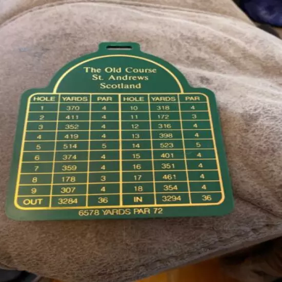 VINTAGE BAG TAG " THE OLD COURSE, ST ANDREWS / SCORE CARD BAG TAG. SUPER!