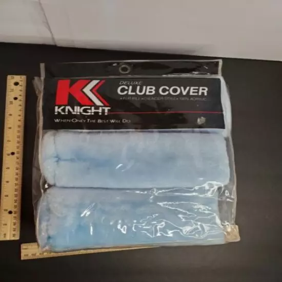 Vintage Knight Golf Club Covers 1 3 X Blue Fur Pile 100% Acrylic Set of 3 NOS