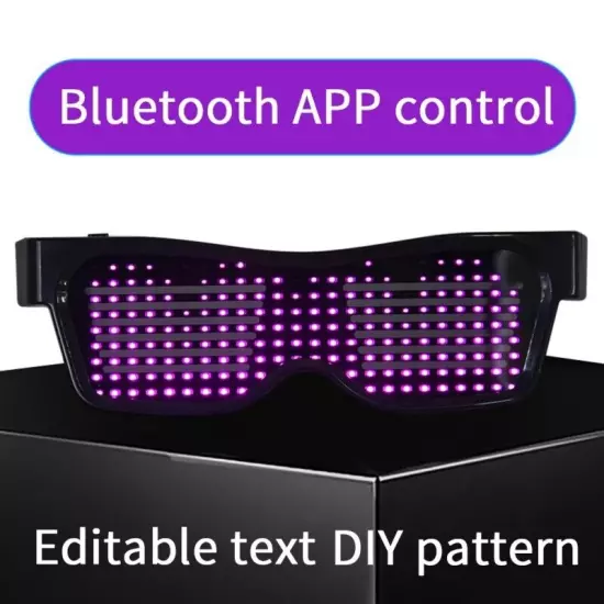 LED Luminous Party Glasses Bluetooth APP Control Programmable Text USB Charging