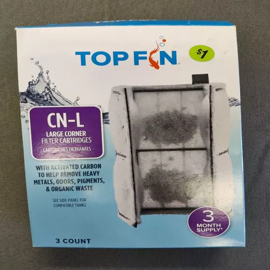 Top Fin CN-L Pond or Fish Tank Filter Cartridges Large Corner *(2) in Box*