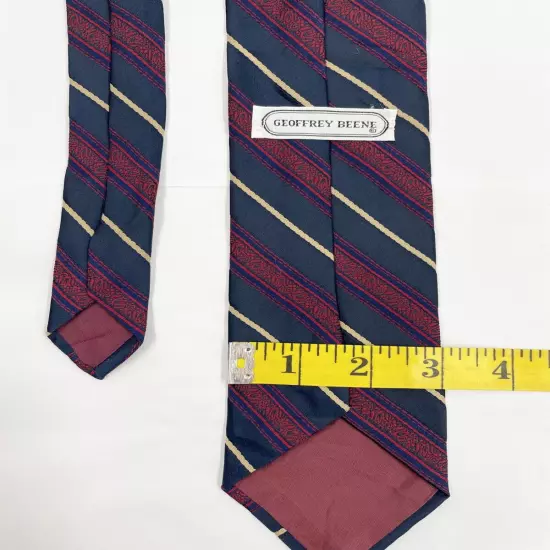 Geoffrey Beene Blue Red Striped Regimental Repp Silk Tie 3" x 57"