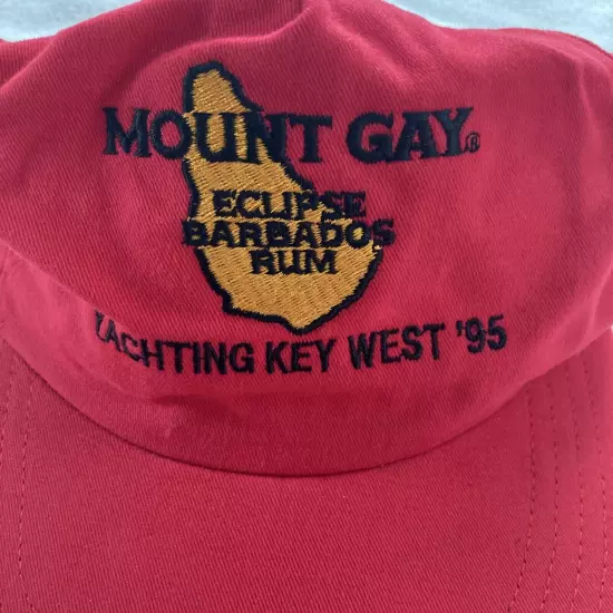 Mount Gay Rum Bardados Hat Cap Strap Back Key West 1995 Red Adjustable