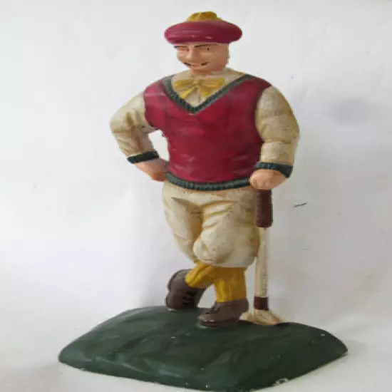 Vintage Cast Iron Victorian Men's Golfer Door Stop & Bookend (1)