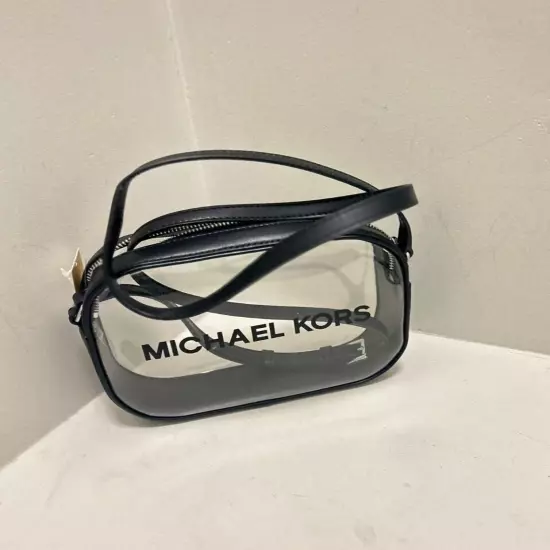 Michael Kors Jet Set Travel Women Medium Clear Vinyl Oval Camera Crossbody Bag