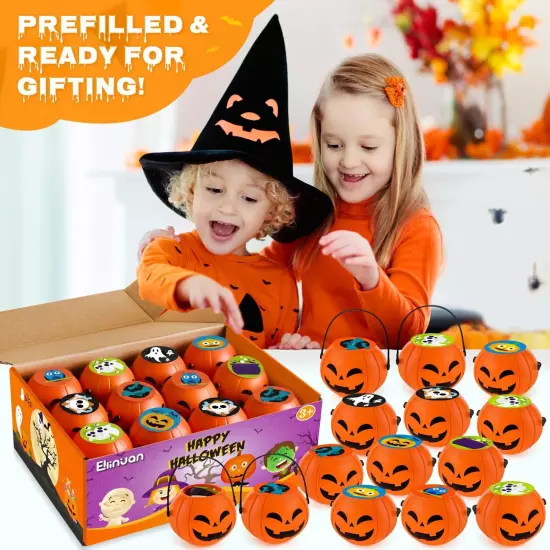 168 PCS Halloween Toys, 24 Pack Prefilled Pumpkin Box, Halloween Party Favors...