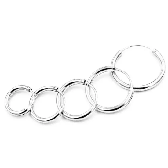 925 Sterling Silver Solid Classic Hoop Ring Earrings Lip Ear Nose Body Piercing