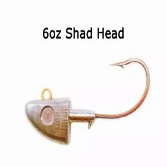 6oz Shad Head Swimbait Jighead w/ 10/0 Heavy Duty Hooks - Pick Quantity