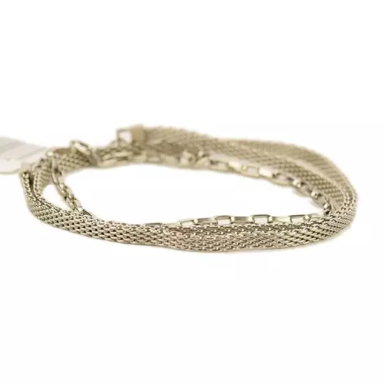 THE MONOTYPE Mens AUSTIN Silver Micro Mesh Double Wrap Bracelet NWT