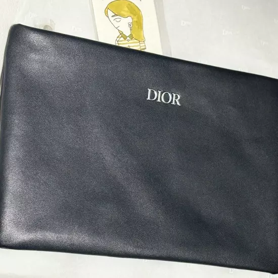 SHIP TODAY Christian Dior Novelty Clutch Pouch leather black JAPAN purse bag NEW