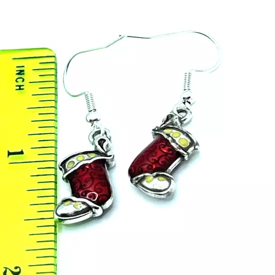 Brighton Nite Before Christmas Red Stockings Holiday Charms Silver Earrings