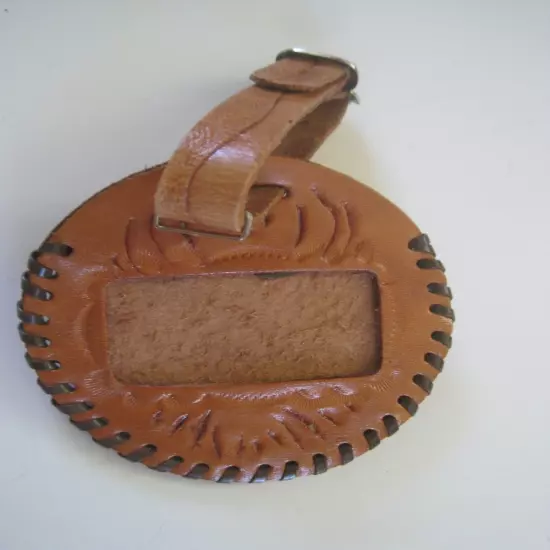 Handmade Leather Luggage Tag Flower Design