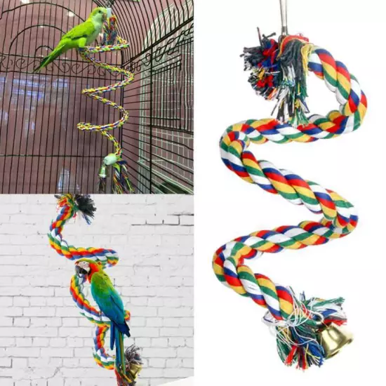 Swing Chew Rope Toys Bird Climb Toy Cockatiel Hanging Rotating Ladder for Parrot