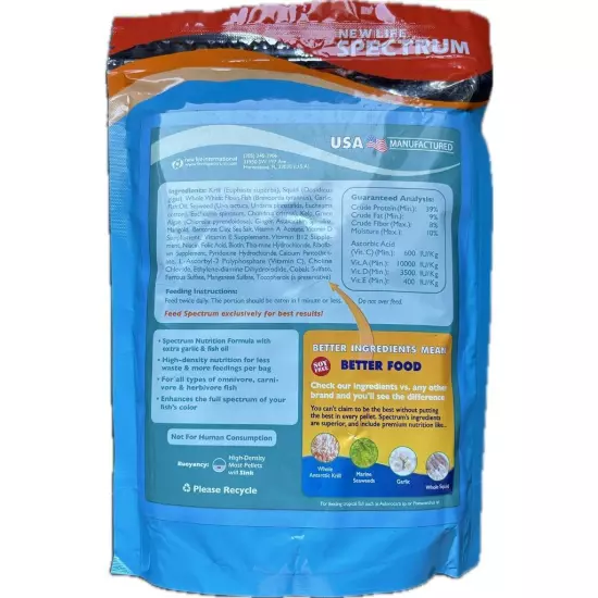 New Life Spectrum Thera+A Large Pellet Sinking Pellet 600g Fish Food All Natural