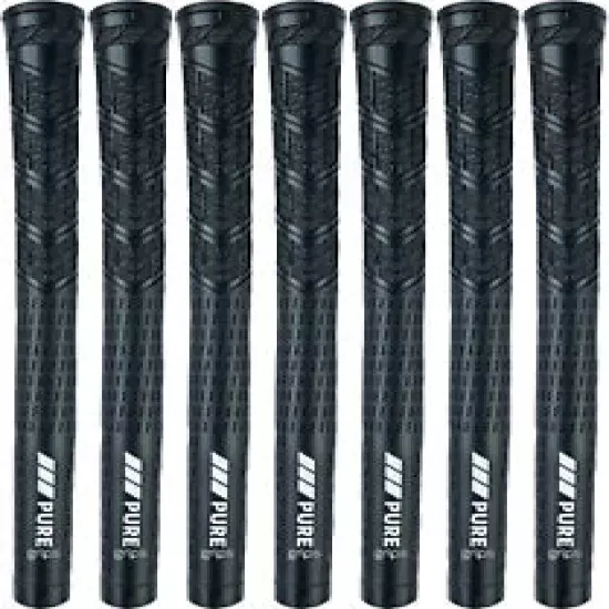 PURE Combo Black Standard Size Golf Grips - Set of 7 - Authorized Distributor