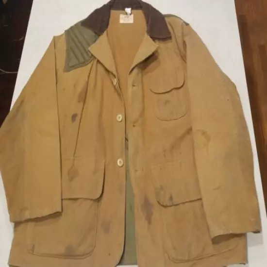 Vintage 70s SafTbak Shooting Hunting Jacket Canvas Size Large Padded Shoulder