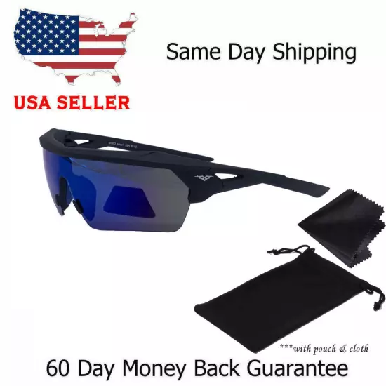 VERTX & KHAN Half Frame Premium Sport Polarized Sunglasses New Wrap Around USA