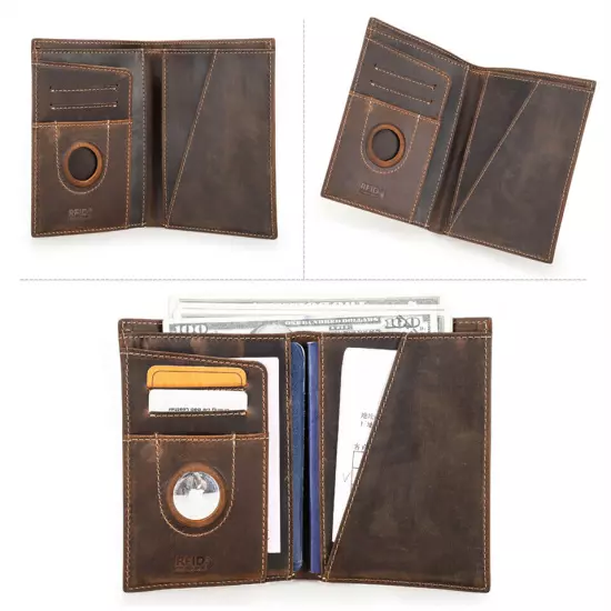 Customised Leather RFID 2 Passport Holder Cover Wallet AirTag Banknote Card Slot