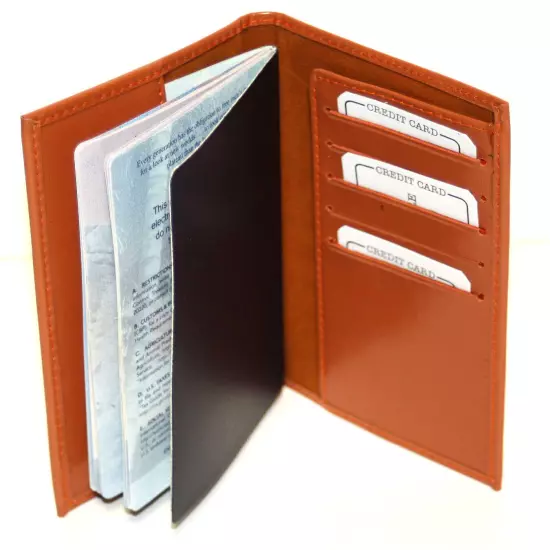 USA Leather Passport Cover Travel Document Holder Card Wallet US SELLER