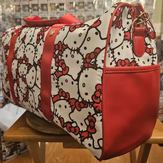 Hello Kitty Travel Duffle Bag Red / White Overnight Weekend Bag Luggage 20inch