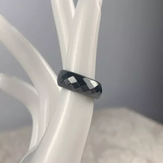 Men's Faceted Hematite Ring (Size 6)