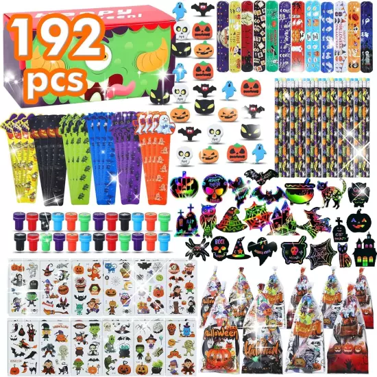 192Pcs Halloween Favors Stationery Gift Set, Trick or Treat Gifts for Kids,... 