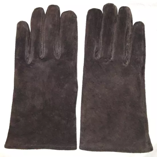 Isotoner 24862 lined brown suede gloves womens size M