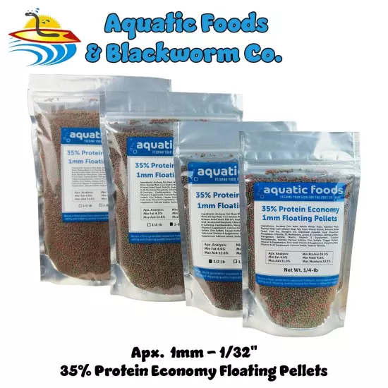 1mm - 1/32" 35% Protein Economy Floating Pellets for Tropicals & More. WL