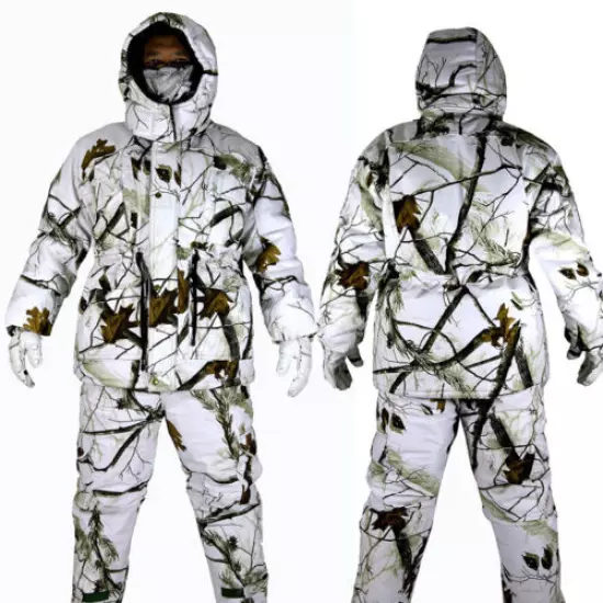 Ghillie Suit Waterproof Winter Snow Field Bionic Camouflage Padded Jacket Pants