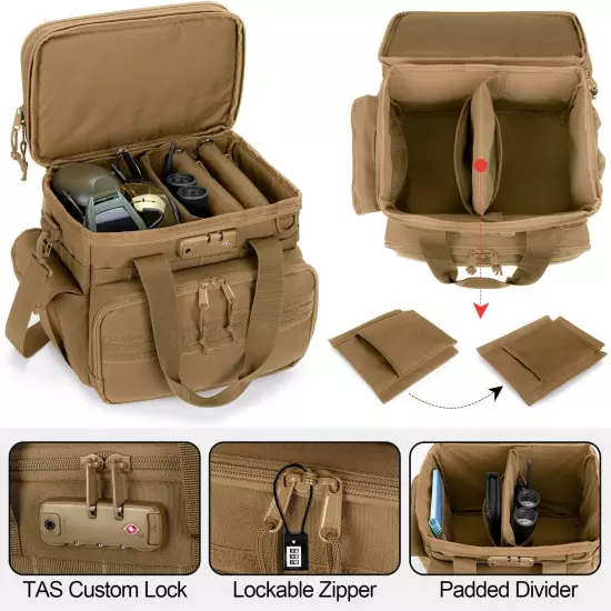 Tactical Gun Range Bag with 3 Pistols Capacity and TSA Lock, Gun Duffle Bag with