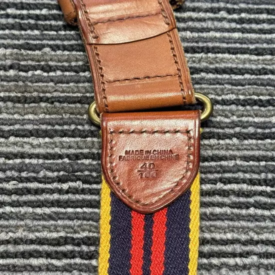 Polo Ralph Lauren Mens Size 40 /100 Striped Leather Cloth Fabric Adjustable Belt